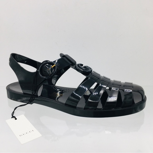 Gucci GG Black Rubber Cage Sandals Men’s Size US 11.5 Medium - Picture 11 of 16